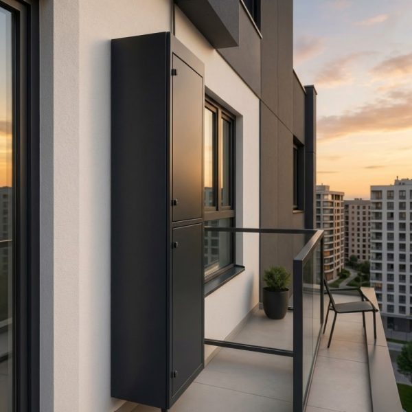 Spacebox OMT-105 MAX uzun boy metal kombi ve tesisat gizleme dolabı modern balkon tasarımı